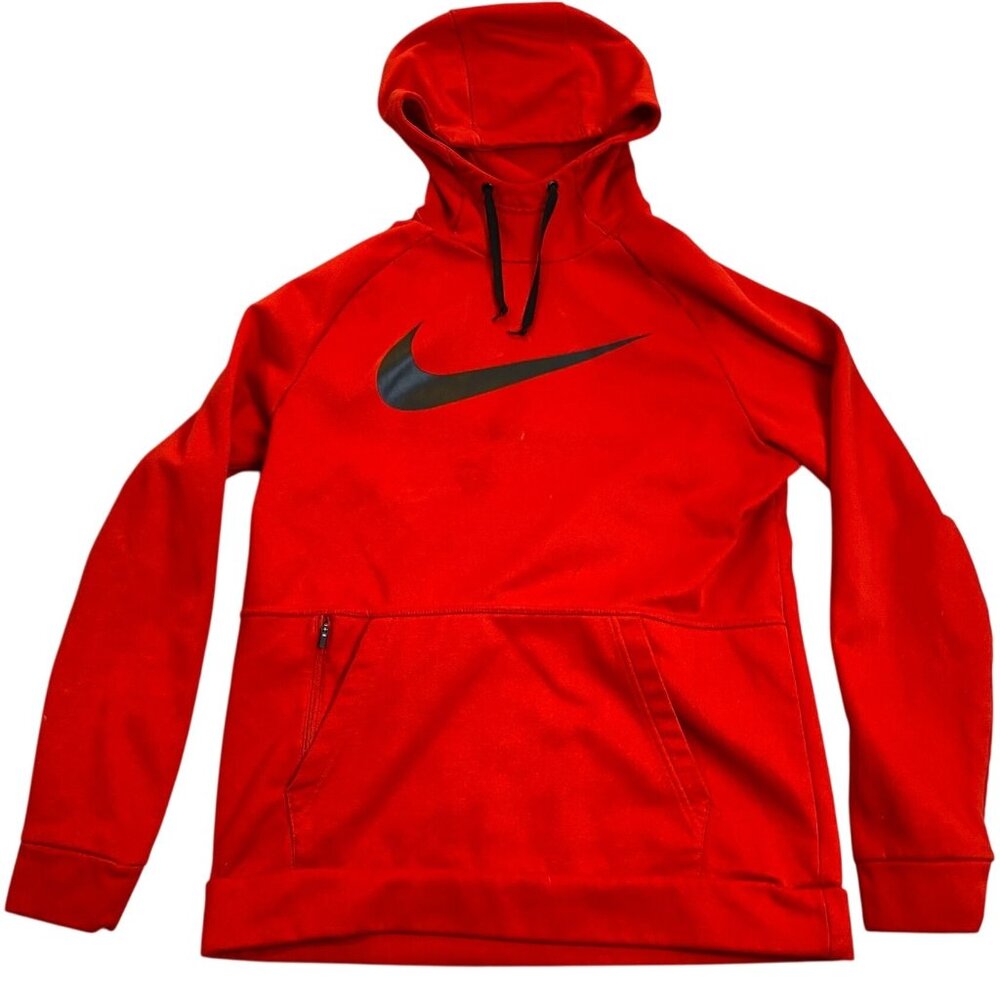 Nike Men's Hoodie Sweatshirt M Dri-Fit Standard Fit Red Polyester Pullover